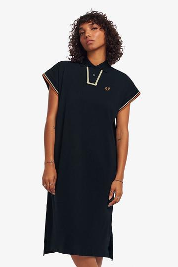 Dámské Šaty Fred Perry Internal Detail Piqué Tmavě Blankyt | CZ 1176PJJQ